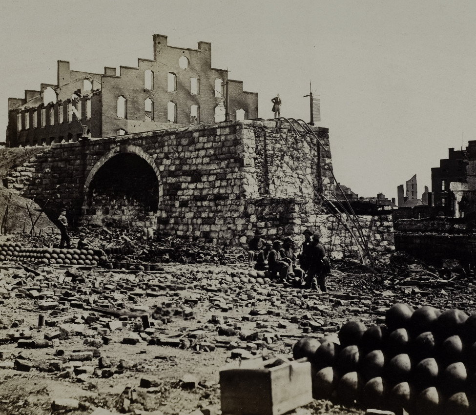 Alexander Gardner (American, b. Scotland, 1821-1882), Incidents of the War, Ruins of Arsenal, Richmond, VA (detail), 1865 April