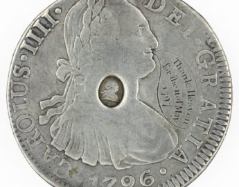 Spanish, British; 8 reales of Charles IV with George III countermark
