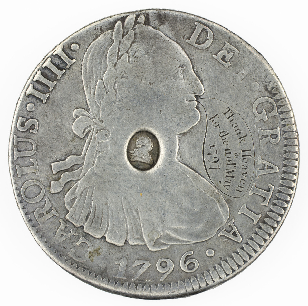 Spanish, British; 8 reales of Charles IV with George III countermark