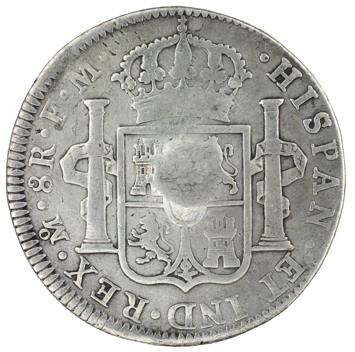 Spanish, British; 8 reales of Charles IV with George III countermark