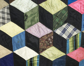 Unknown (American), Quilt with tumbling blocks pattern (detail), ca. 1845-1885