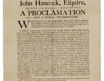 Adams, Thomas, A Proclamation for a Day of Public Thanksgiving; Broadside