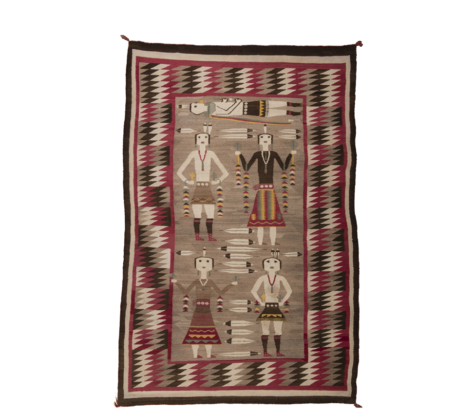 Unknown artist (Navajo), Yeibichai dancers in pairs, ca. 1925-1935, handspun wool, From the Collection of Rebecca and Jean-Paul Valette