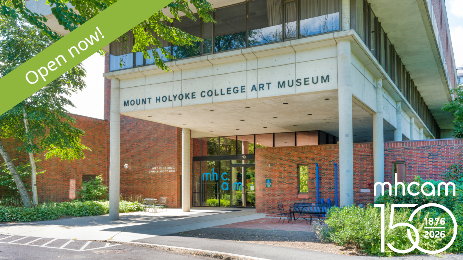 Exterior of the Museum, with text 