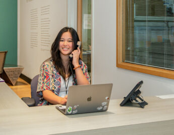 Student at the front desk