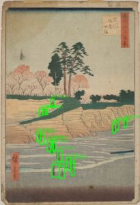 Gotenyama, Shinagawa, from the series Meisho Edo hyakkei [One hundred famous views of Edo], Utagawa Hiroshige I, annotated by Alison Foong